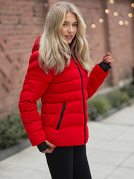 Kurtka zimowa damska pikowana czerwona OZONEE JS/M769/270Z