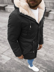 Kurtka zimowa męska parka z futerkiem czarna OZONEE JS/22M117/1