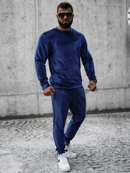 Komplet dresowy męski welurowy granatowy OZONEE O/D7516