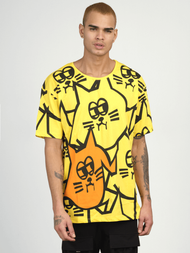 T-Shirt męski z nadrukiem żółty OZONEE MR/21535