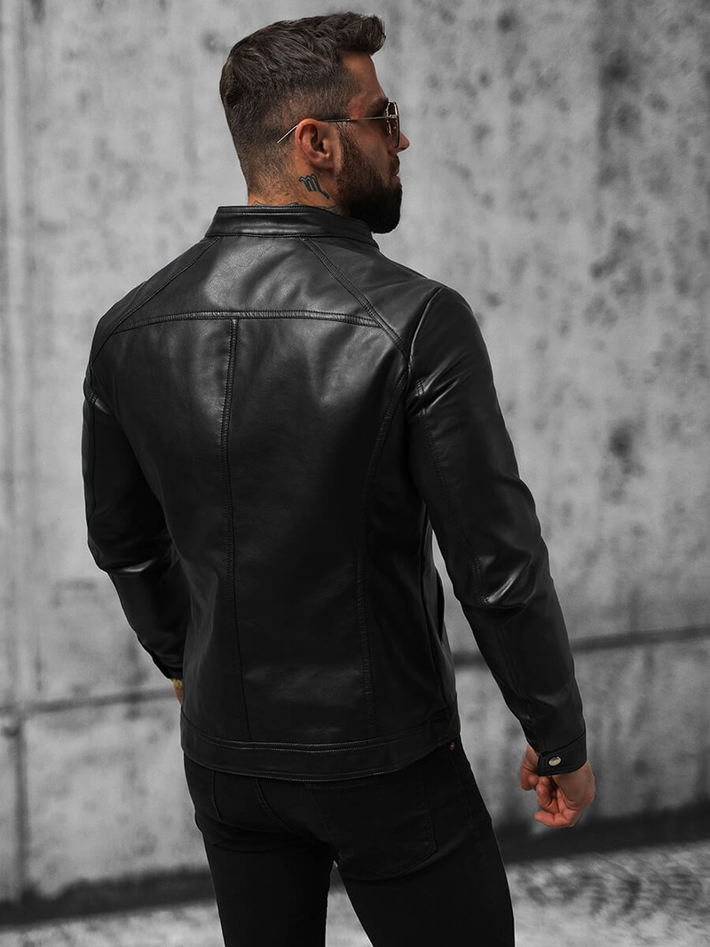 Kurtka skórzana męska czarna OZONEE JS/11Z8016