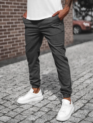 Spodnie męskie chino joggery materiałowe grafitowe OZONEE DJ/5539Z