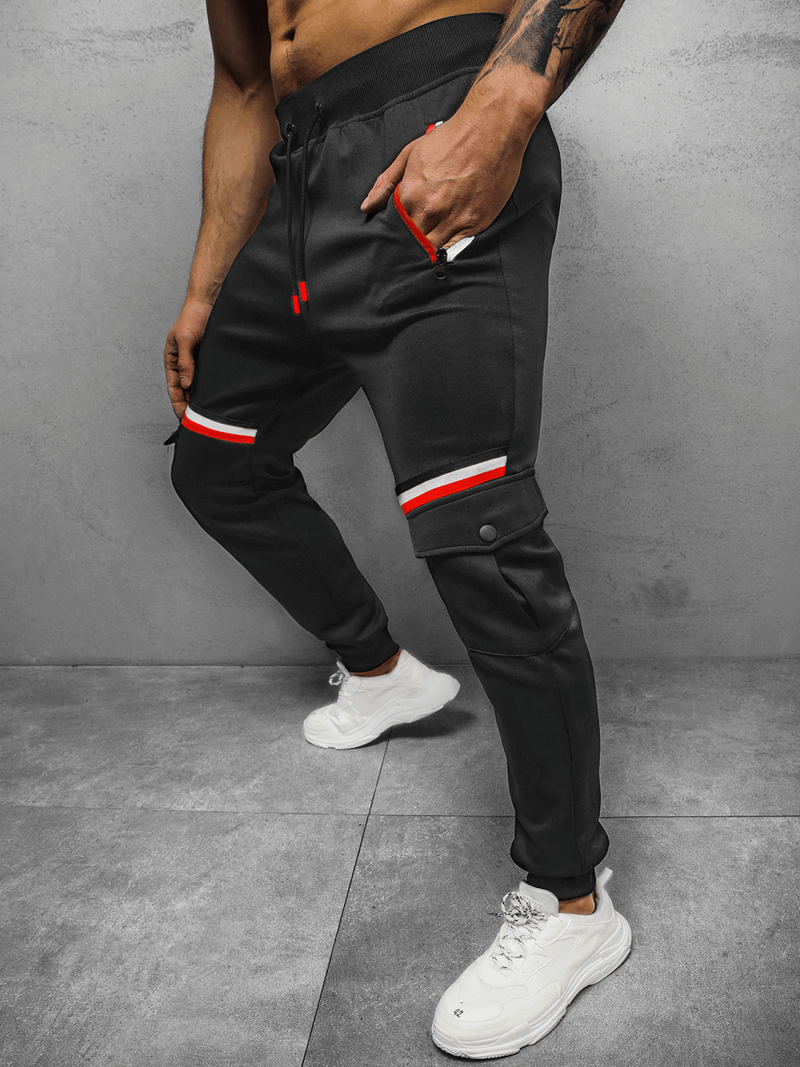 Spodnie dresowe męskie czarne OZONEE JS/K10276