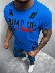 T-Shirt męski z nadrukiem niebieski OZONEE O/1171