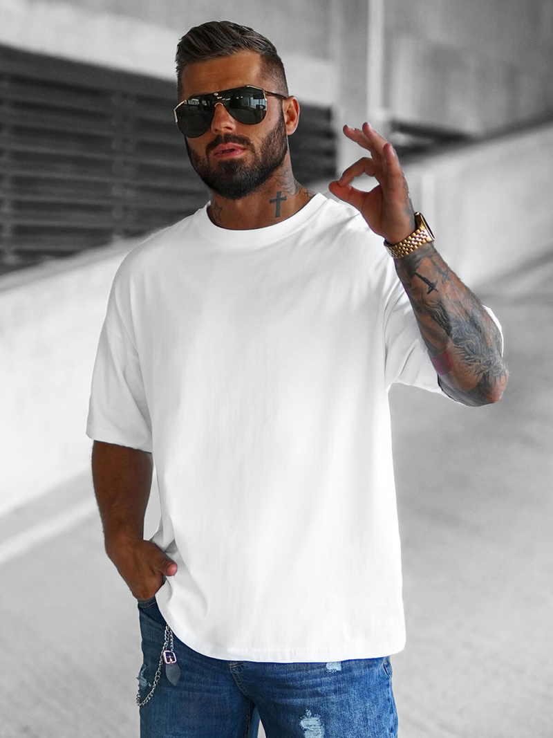T-shirt męski oversize biały OZONEE O/3430