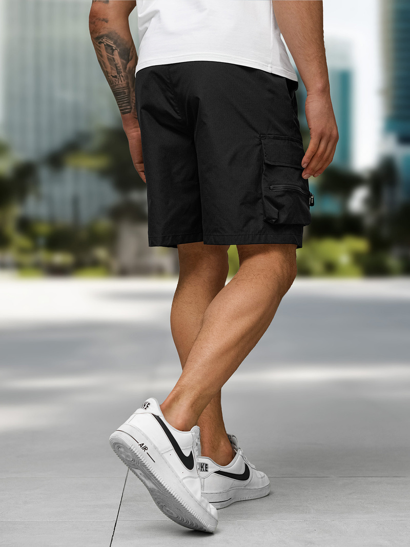 Spodenki męskie cargo z kieszeniami czarne OZONEE JS/27K6538/3