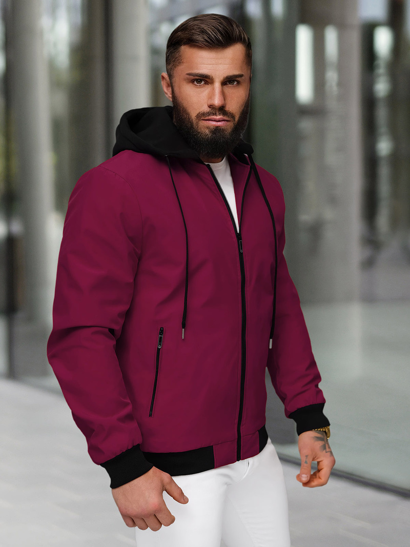 Kurtka męska bomberka bordowa OZONEE JS/62M9502/06