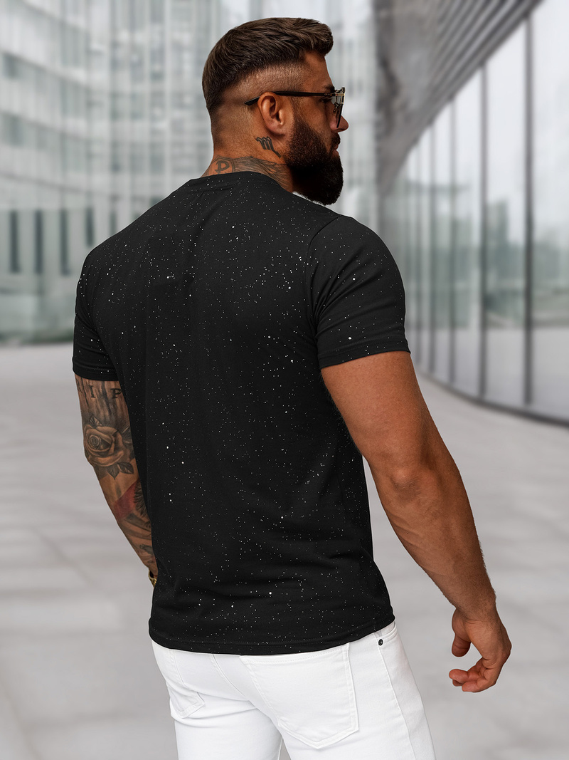 T-shirt męski slim fit czarny OZONEE O/QQ1389