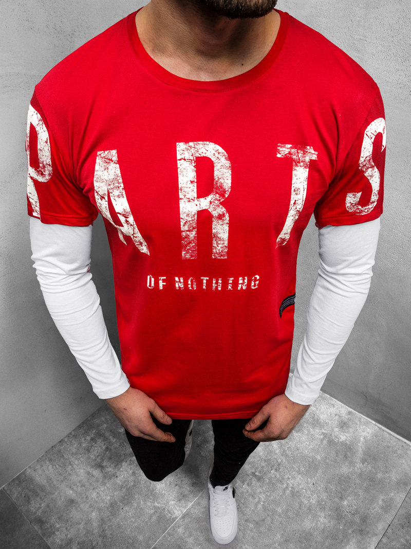 Футболка з довгим рукавом чоловіча Червона OZONEE O/1292Z