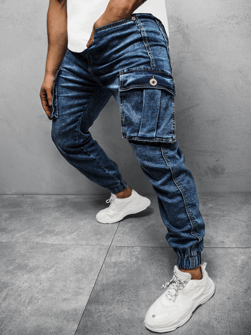 Spodnie męskie jogger niebieskie OZONEE JS/K10005/1