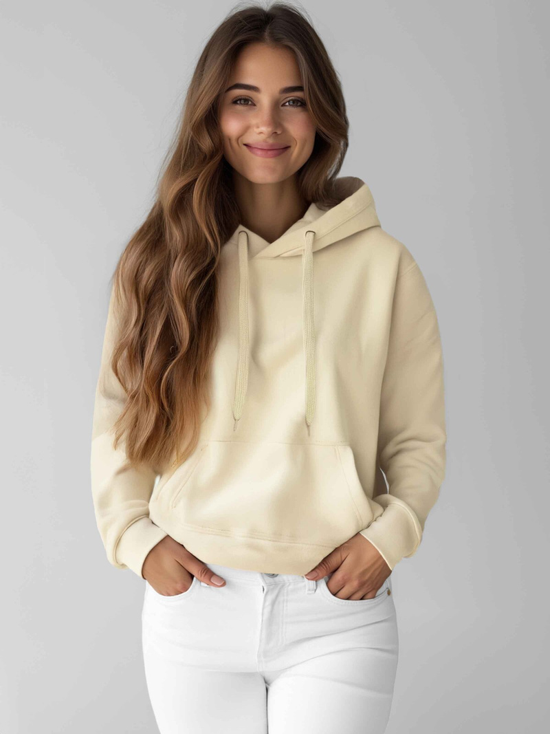 Bluza z kapturem damska ecru OZONEE JS/W02/67Z