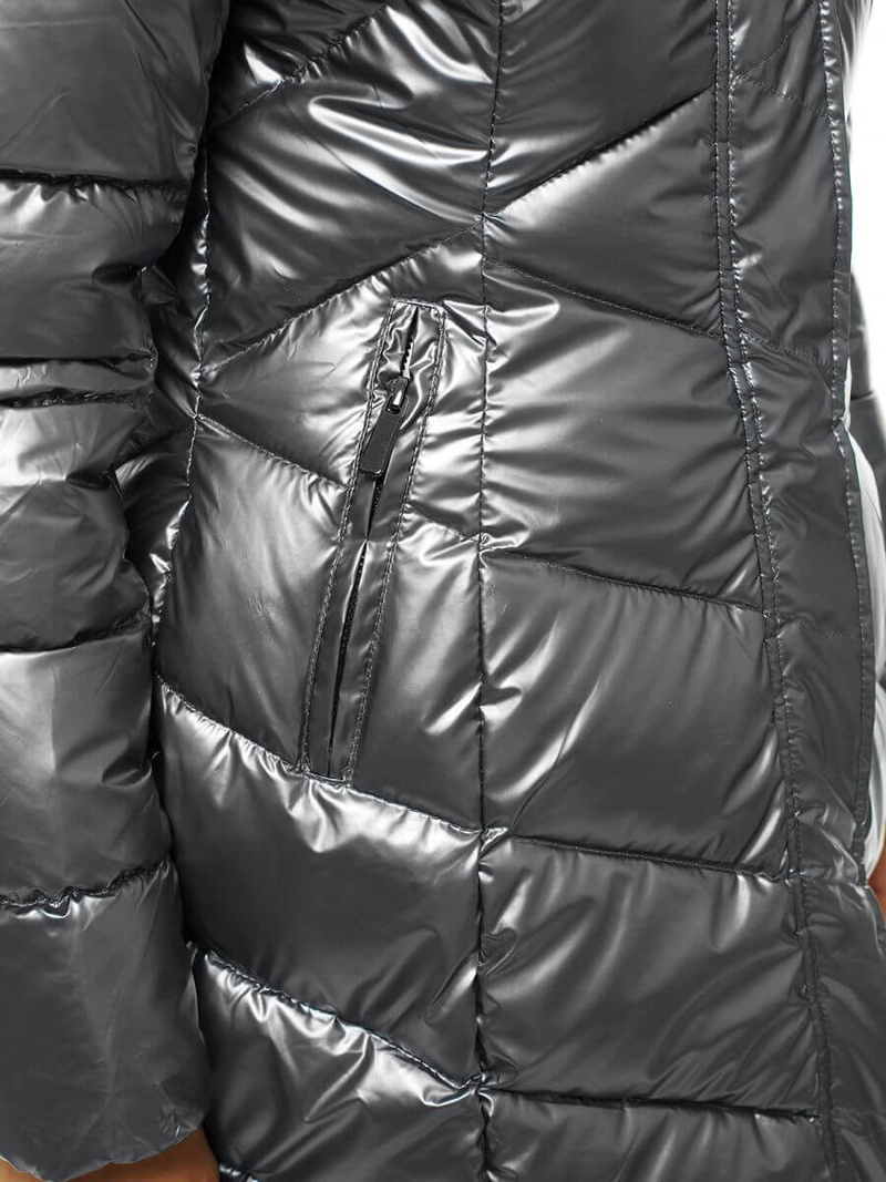 Kurtka zimowa damska parka z futerkiem srebrna OZONEE O/DK026/24