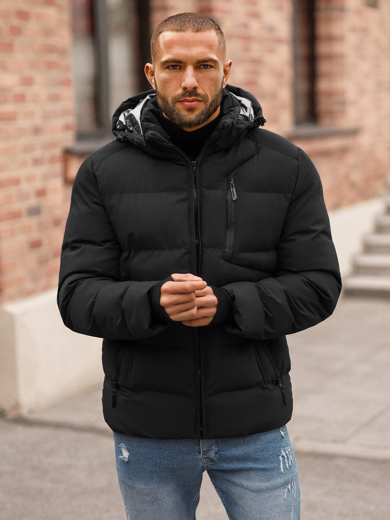 Kurtka zimowa męska pikowana czarna OZONEE JS/5M756/392Z