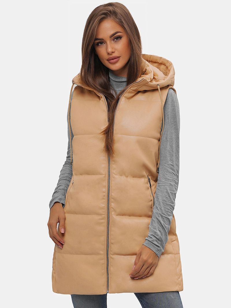 Стьобаний жіночий жилет Бежева OZONEE O/AY756