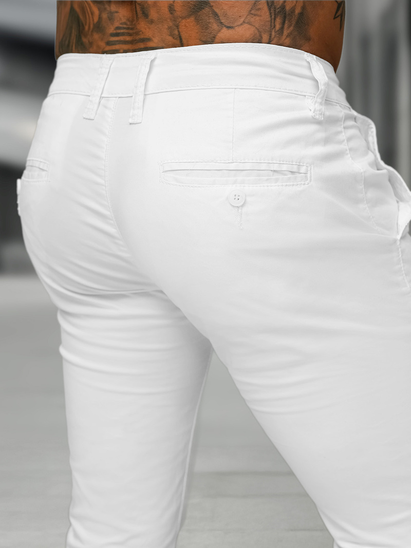 Spodnie męskie chino białe OZONEE BL/SK222/2