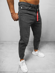 Spodnie jeansowe joggery męskie grafitowe OZONEE DO/6108