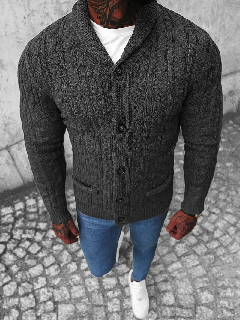 Sweter męski kardigan grafitowy OZONEE NB/MM6017/3