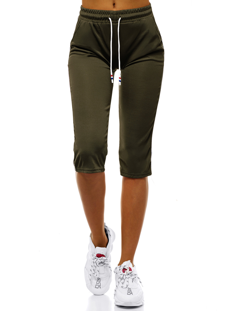 Spodnie dresowe krótkie damskie khaki OZONEE JS/1021/C7