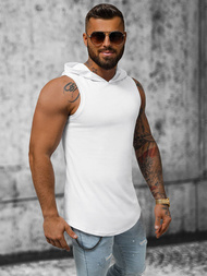 Koszulka bez rękawów z kapturem męska biała OZONEE O/2537Z