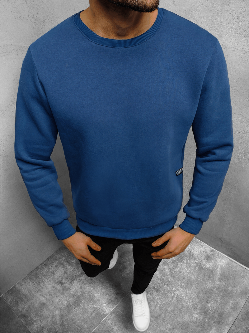 Bluza męska bez kaptura ocieplana gładka granatowa OZONEE O/11037