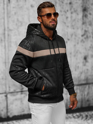 Bluza męska z kapturem rozpinana czarna OZONEE JS/3B557