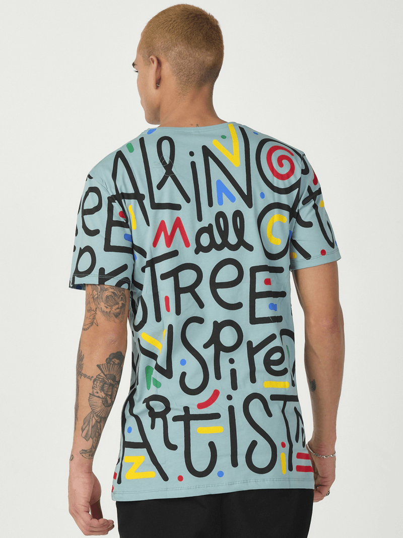 T-Shirt męski z nadrukiem miętowy OZONEE MR/21518