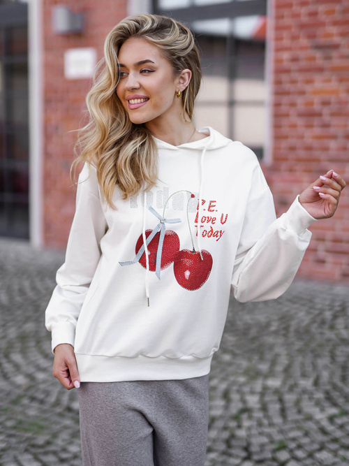 Bluza z kapturem biała OZONEE JS/8B856/1