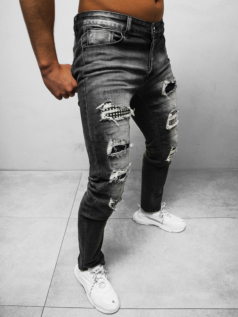 Spodnie jeansowe męskie czarne OZONEE NB/MP0072N