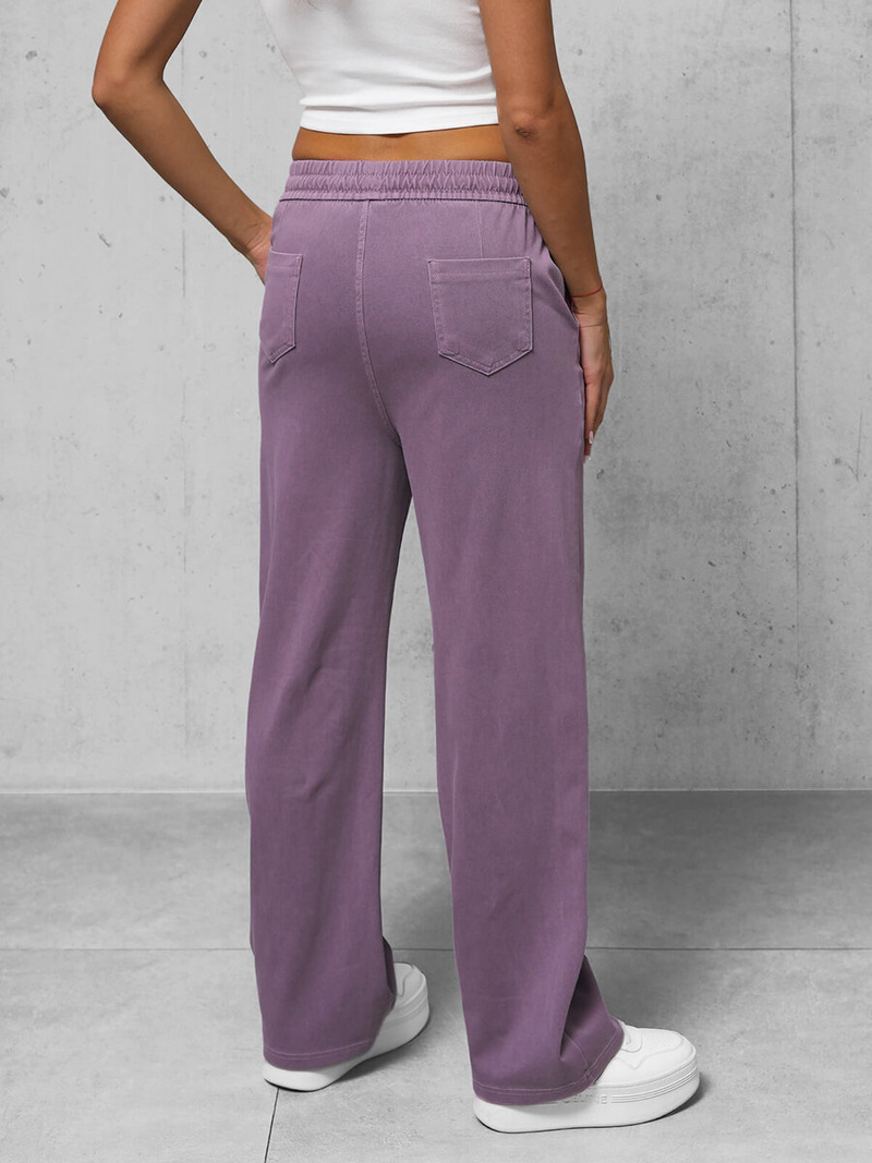 Spodnie jeansowe damskie wide leg fioletowe OZONEE O/330098