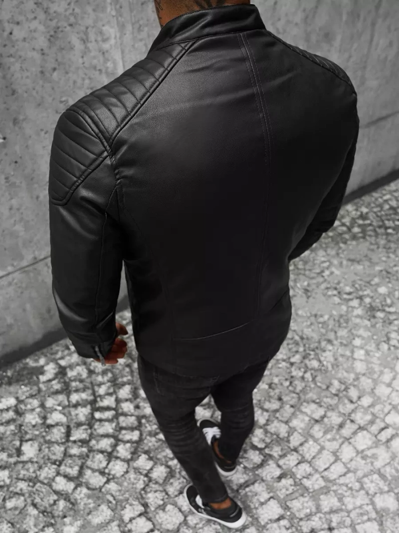 Kurtka skórzana męska czarna OZONEE JS/11Z8001