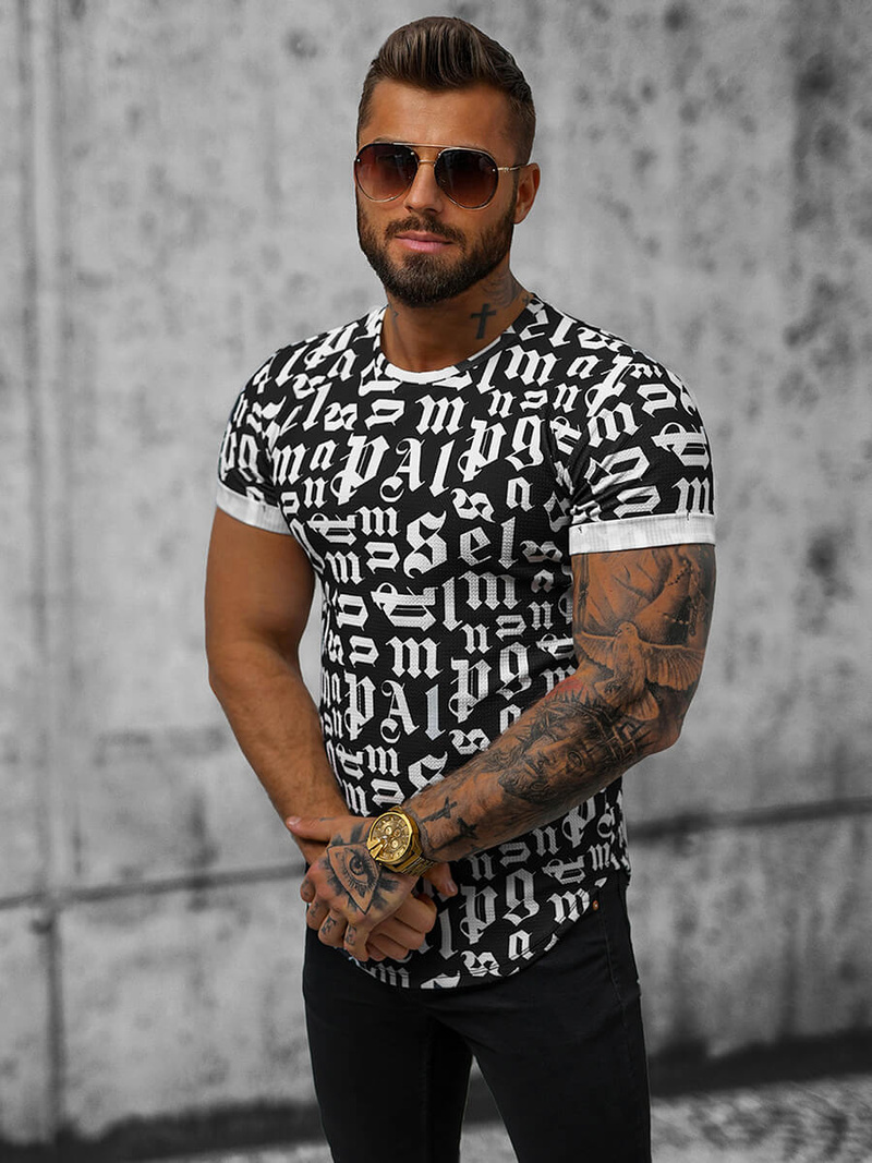 T-Shirt męski czarny OZONEE O/P1312