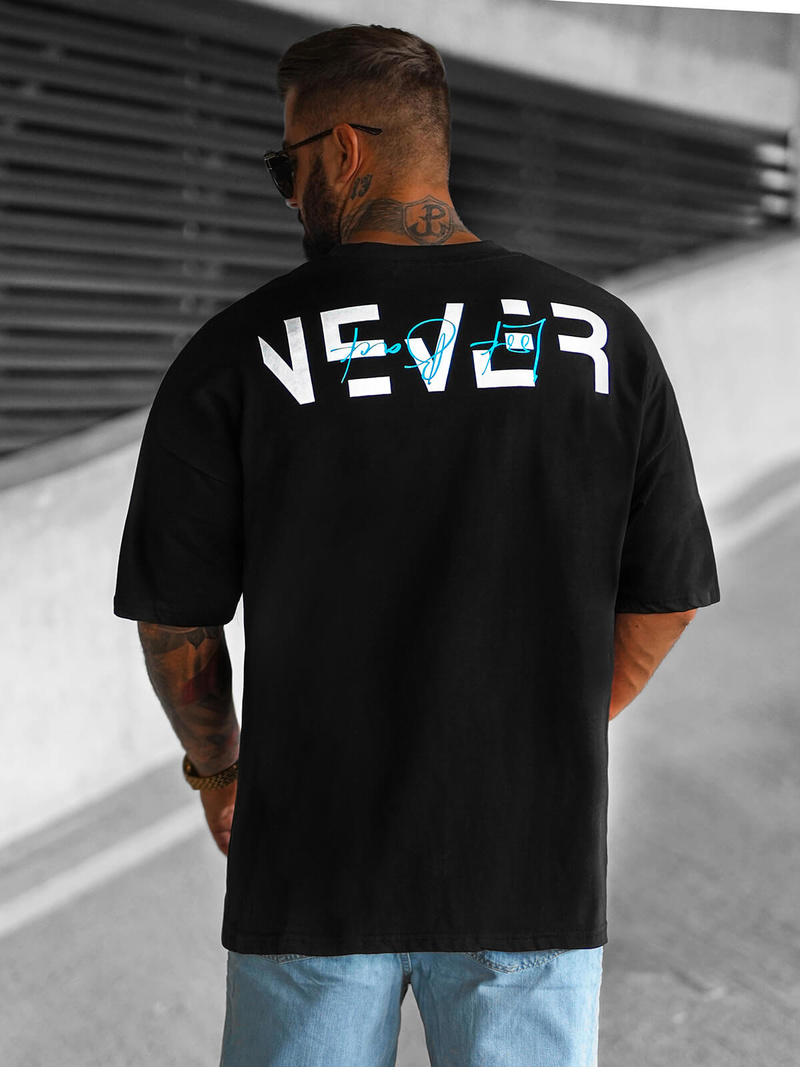 T-shirt męski oversize czarny OZONEE O/3430