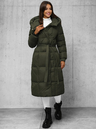 Płaszcz zimowy damski pikowany ciemno-zielony OZONEE JS/5M3227/136