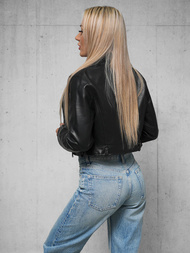 Жіноча шкіряна куртка Чорна OZONEE JS/11Z8128