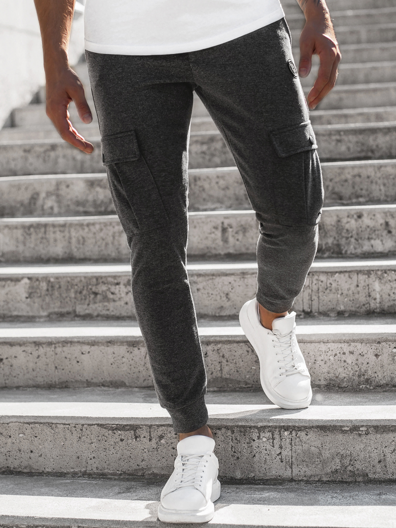 Spodnie dresowe męskie grafitowe OZONEE C/374