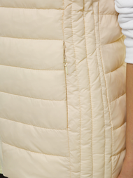 Kamizelka damska pikowana z kapturem ecru OZONEE JS/M23039/57