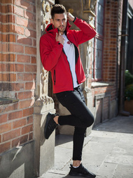 Kurtka softshell męska z kapturem czerwona OZONEE JS/56008Z