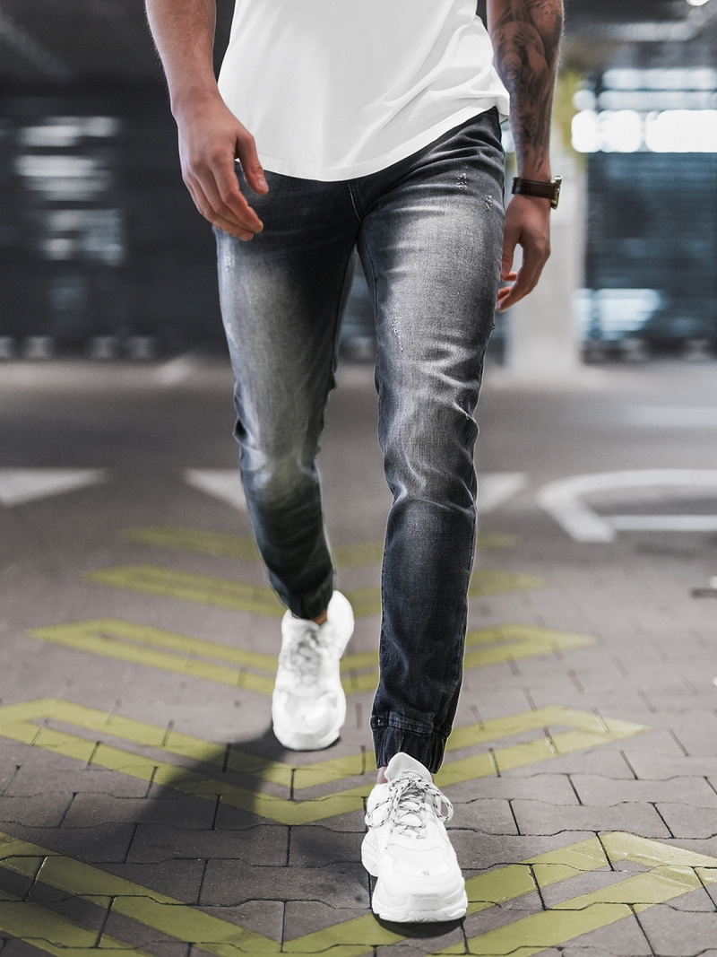 Spodnie jeansowe joggery męskie czarne OZONEE NB/MP0053/2N