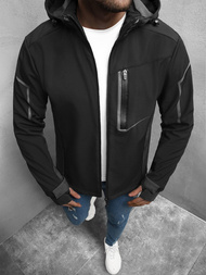 Kurtka softshell przejściowa męska z kapturem czarna OZONEE JS/HM191/1