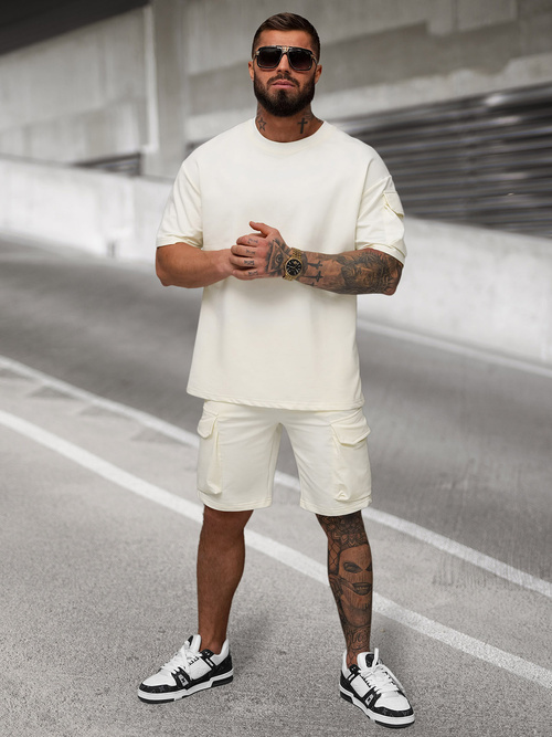 Komplet dresowy męski loose fit ecru OZONEE JS/27C6535/1