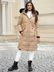 Kurtka zimowa damska długa pikowana beżowa OZONEE O/W377Z