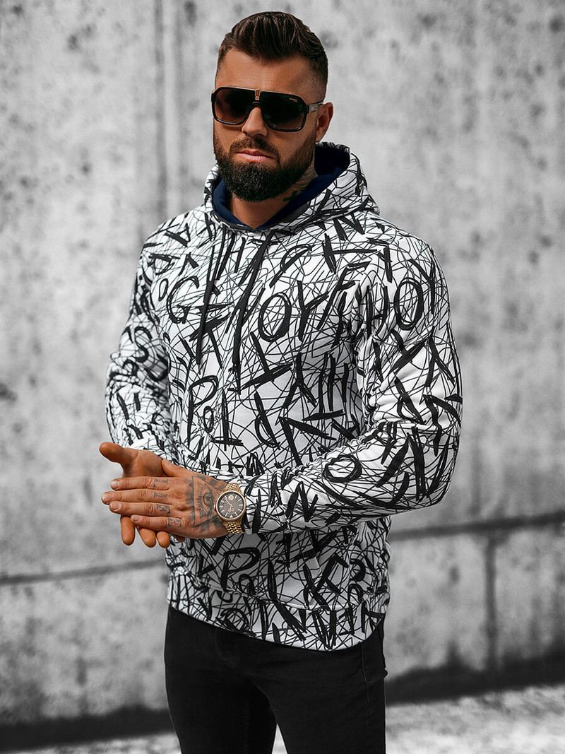 Толстовка Чоловіча Бiло-Чорна OZONEE O/3503BZZ