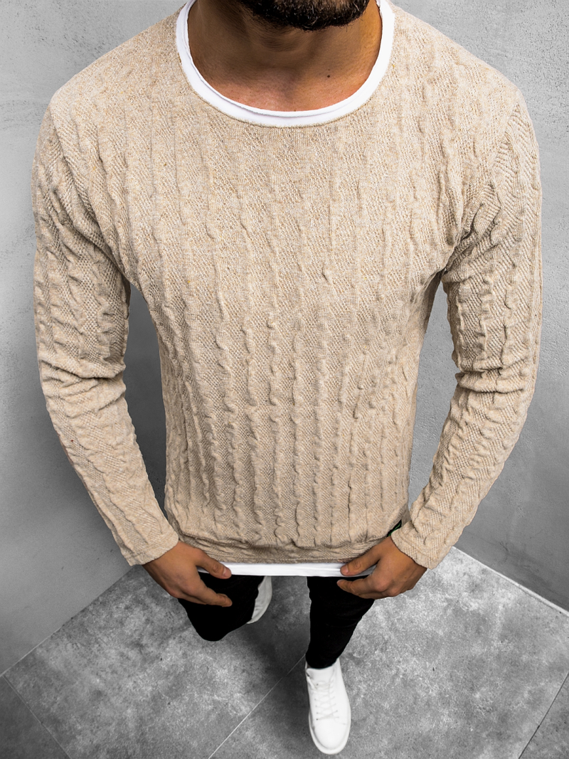 Sweter męski beżowy OZONEE MACH/2137Z