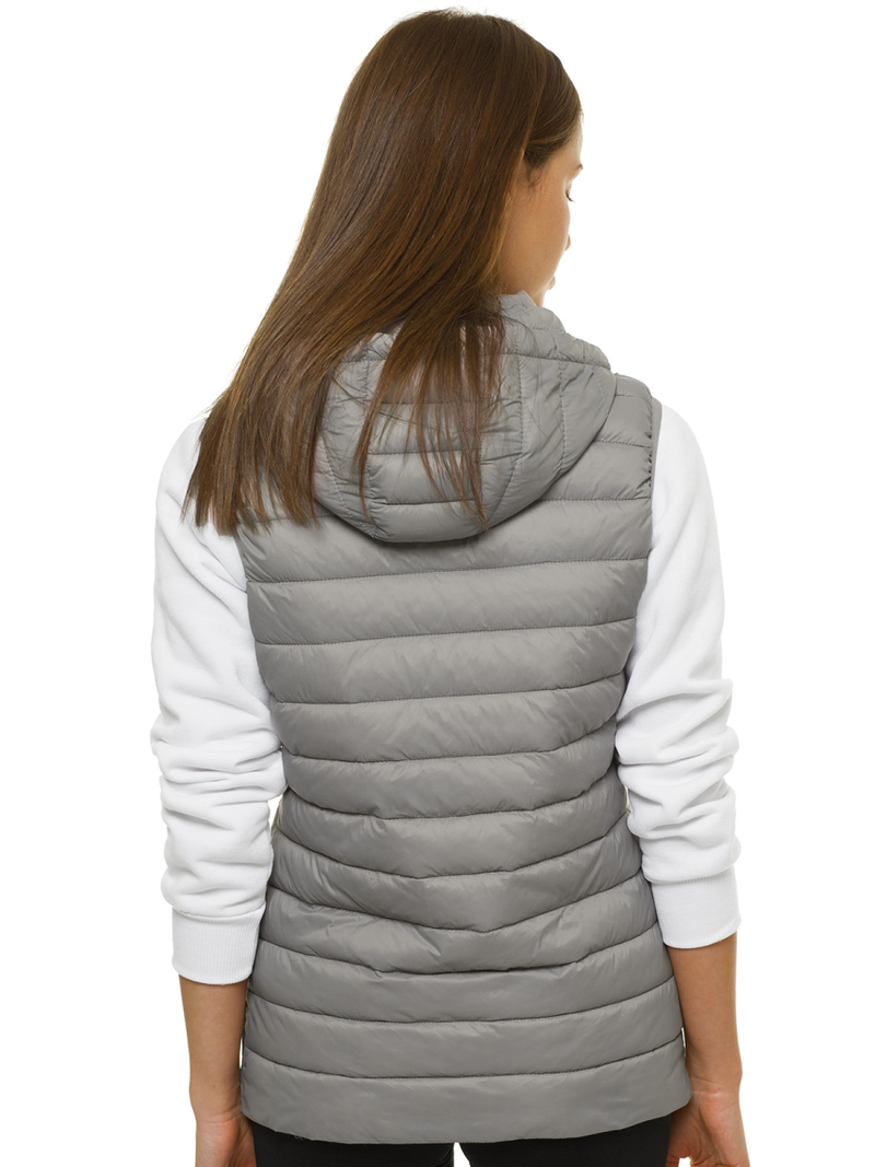 Kamizelka damska pikowana z kapturem szara OZONEE JS/M23039/92