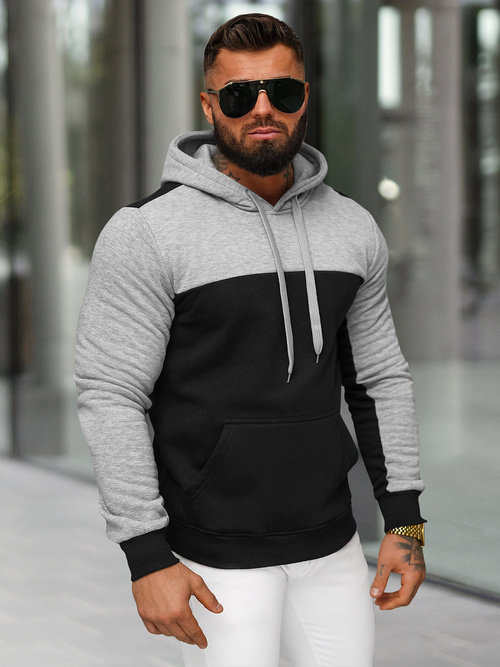 Bluza z kapturem męska czarna OZONEE JS/8B1307/3