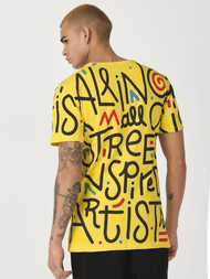 T-Shirt męski z nadrukiem żółty OZONEE MR/21518