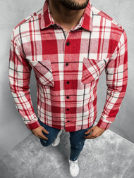 Koszula męska w kratę czerwona OZONEE E/3903/4