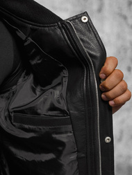 Kurtka skórzana męska bomberka czarno-biała OZONEE JS/11Z8112