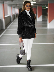 Kurtka zimowa damska z futerkiem czarna OZONEE JS/11Z8075Z