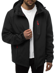 Kurtka softshell męska z kapturem czarno-czerwona OZONEE GE/12269Z